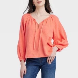 UNIVERSAL THREAD coral balloon sleeve blouse